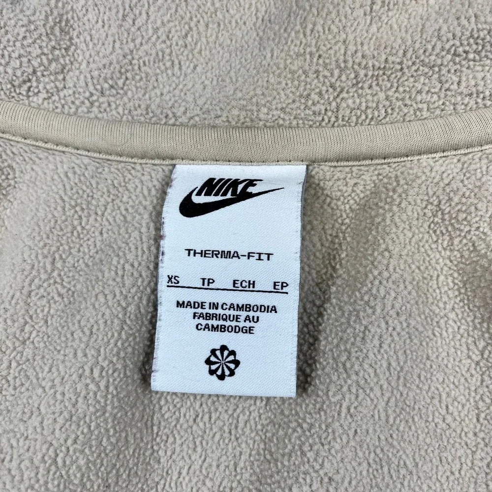 Nike Therma-FIT Fleece Vest Mens‎ XS Cream Black Full Zip DQ5105-206